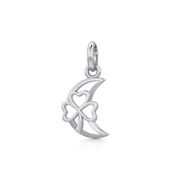 The Shamrock in Crescent Moon Silver Pendant TPD5268 - Jewelry